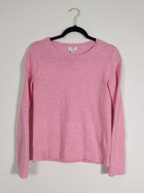 J. Crew Factory Light Pink Merino Wool Cotton Blend Teddie Crewneck Sweater S